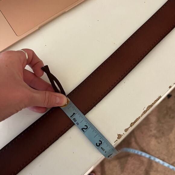 Brown Genuine Leather CANADA Embellished Silver Tip Belt Unisex Size Large - Picture 6 of 9